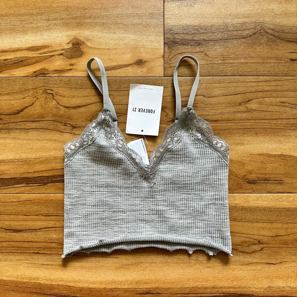 Seamless Lace-Trim Bralette